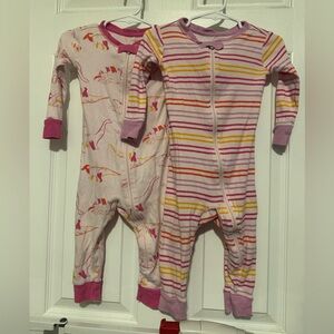 Cat & Jack Pink Dinosaur and Striped Bodysuits